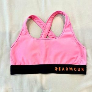 Under Armour Pink Criss-Cross Compression Sports Bra, Medium